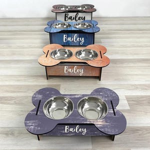 Dog Bowl Stand Comes With Bowls Multiple Sizes Pet Feeder Elevated Dog Feeder Raised Dog Bowl Stand Personalized Dog Feeder FS04