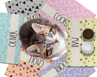 Personalized Dog / Cat Food Mat, Boho Design, Colors Available, Machine Washable Pet Bowl Mat Placemat Feeding Mat Custom Pet Gift PM65