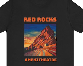 Red Rocks Amphitheatre Unisex Short Sleeve Tee | Colorado music amphitheater | art by artist Ken Williams | Free Shipping in the U.S.
