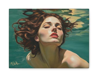 Serenity Canvas Gallery Wrap, Woman Underwater Art Print by Ken Williams