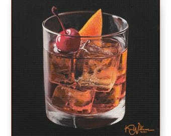 Whisky Old Fashion Canvas Art | Bourbon Cocktail Print by Ken Williams