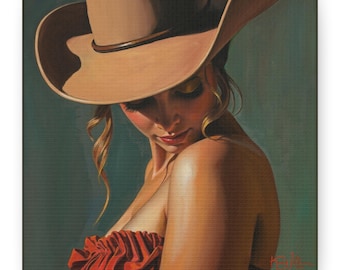 Cowgirl "Under the Brim" Gallery Wrap Canvas | Western Art | by artist Ken Williams | Free Shipping in the U.S.