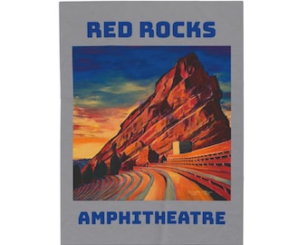 Red Rocks Amphitheatre Plush Blanket | Colorado Art by Ken Williams