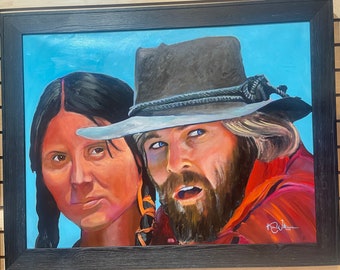 Jeremiah Johnson Original Oil Painting | Robert Redford, Delle Bolton (26x34 Framed)