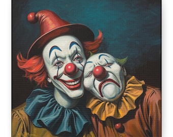 Comedy & Tragedy Gallery Wrap Canvas | Clown Art | Performance Arts | by artist Ken Williams | Free Shipping in the U.S.