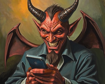 You Make This Easy Art Print | Satan Devil Art | Hell Sin Art | Cell Phone | Social Media | Artwork by Ken Williams | Free Shipping