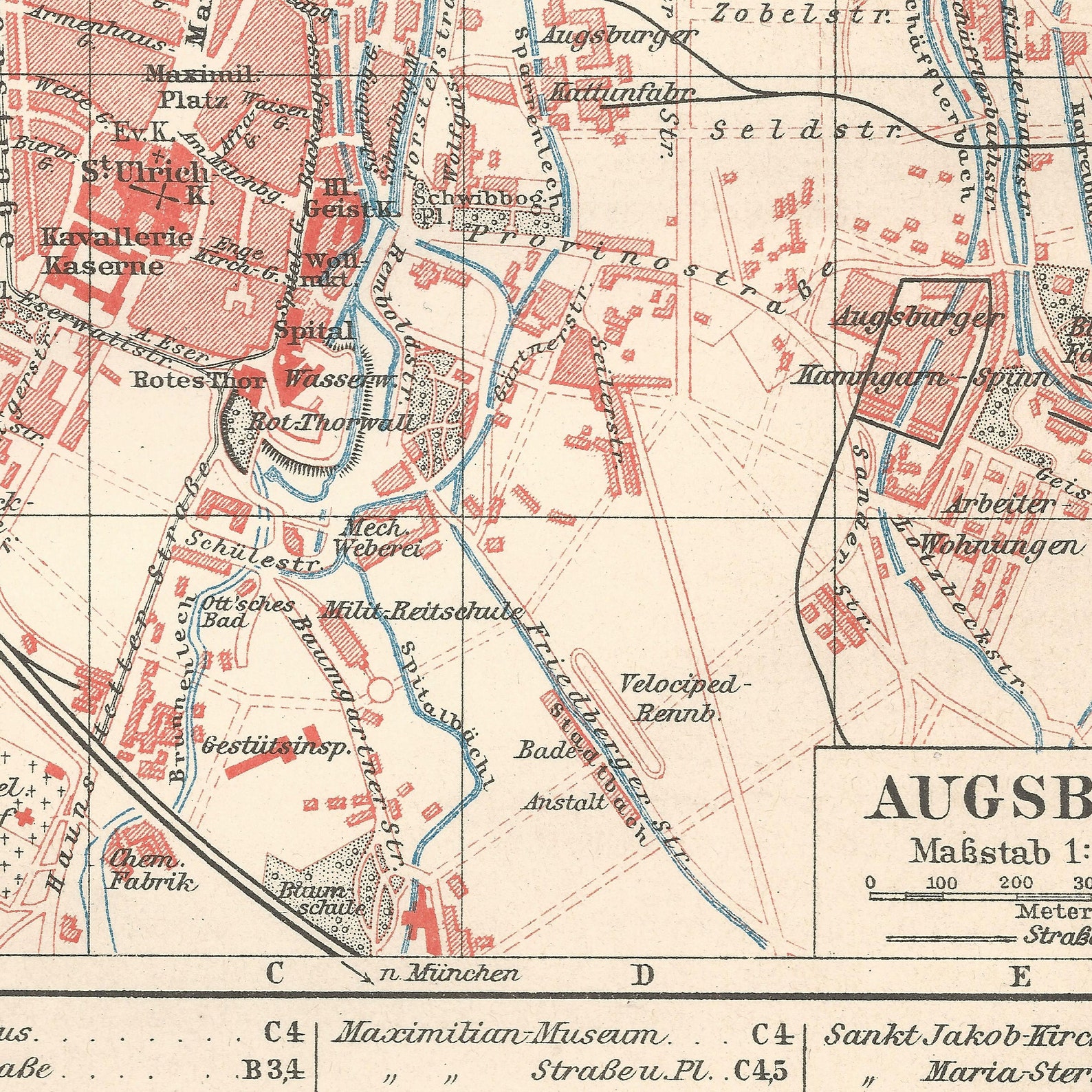 Augsburg 1904 Vintage Map Old Book Pages Antique - Etsy