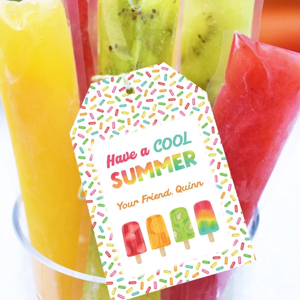 Have a Cool Summer Freeze Pop Tag PRINTABLE, End of Year Popsicle Favor Tag, Classroom Last Day of School Ice Pop Tag, Digital Download