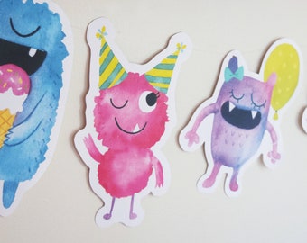 Monster Birthday Party Banner PRINTABLE, Little Monster 1st Birthday Bunting Garland Backdrop, Monster Theme Party, Instant Digital Download