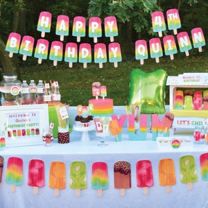 Popsicle Party Decorations PRINTABLE Package, Popsicle Birthday Party Decor Bundle, Labor Day Party, Goodbye Summer Party, Instant Download
