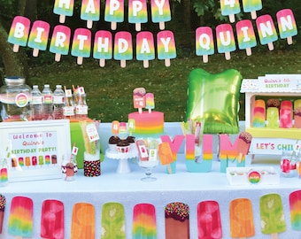 Popsicle Party Decorations PRINTABLE Package, Popsicle Birthday Party Decor Bundle, Labor Day Party, Goodbye Summer Party, Instant Download