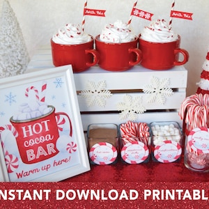 Hot Chocolate Bar Kit PRINTABLE, Hot Cocoa Bar, Christmas Hot Chocolate Station, Hot Cocoa Bar Decor, Hot Chocolate Bar Sign, Tags, Labels