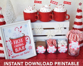 Hot Chocolate Bar Kit PRINTABLE, Hot Cocoa Bar, Christmas Hot Chocolate Station, Hot Cocoa Bar Decor, Hot Chocolate Bar Sign, Tags, Labels