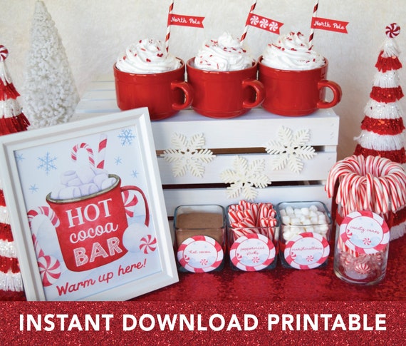 Hot Cocoa Bar Kit Hot Cocoa Bar Banner Christmas Hot Chocolate Bar Supplies