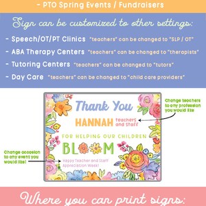 Teacher Appreciation Sign 8x10 PRINTABLE, Floral Flowers Thank You for ...