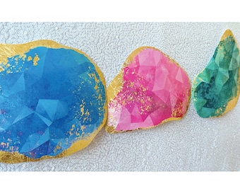 Gemstone Banner PRINTABLE, Gemstone Birthday Party Decorations, Gold Rock Crystal Garland, "She's A Gem" Bridal Shower, Digital Download