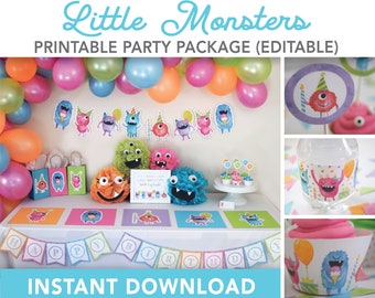 Little Monster Birthday Decorations Package. Printable Kids - Etsy
