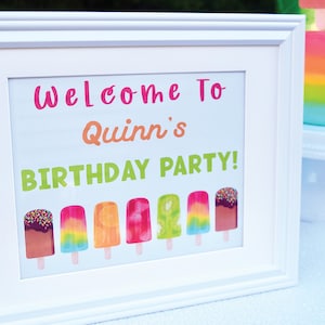 Popsicle Birthday Party Welcome Sign PRINTABLE, Ice Pop Birthday Party Decorations, Summer Party Sign Decoration, Instant Digital Download
