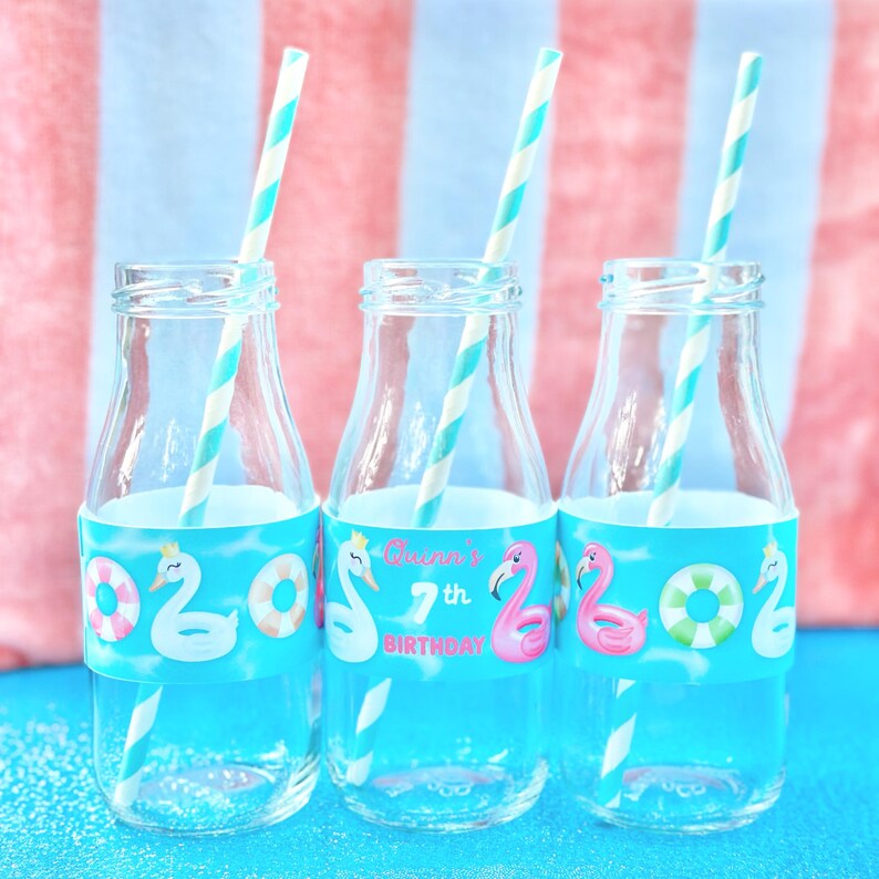 Pool Floatie Water Bottle Label Wrapper PRINTABLE, Pool Float Birthday ...