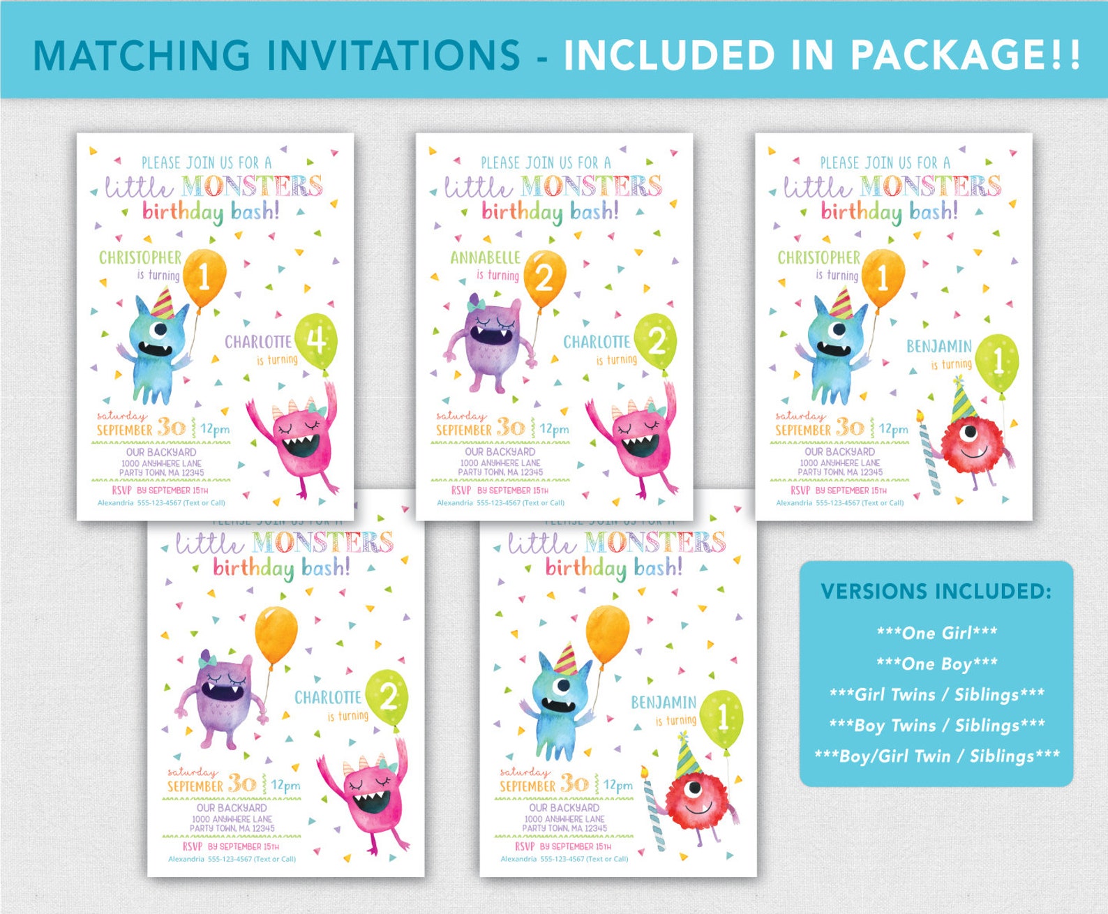 Monster Birthday Party Decorations PRINTABLE Package Little - Etsy