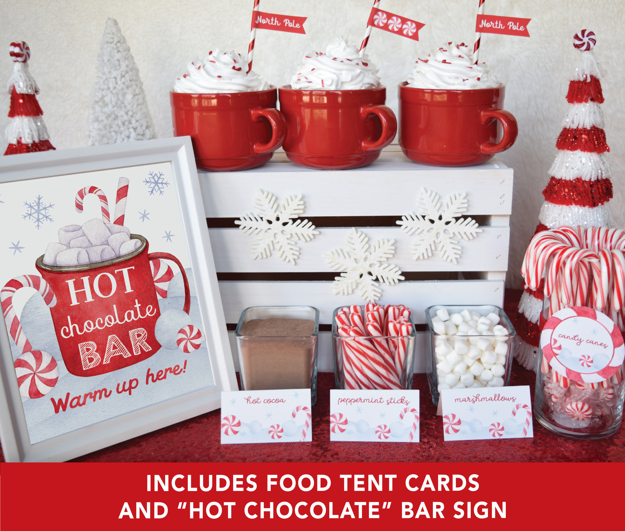 WhatSign Hot Cocoa Bar Kit Sign with Stand Hot Chocolate Bar