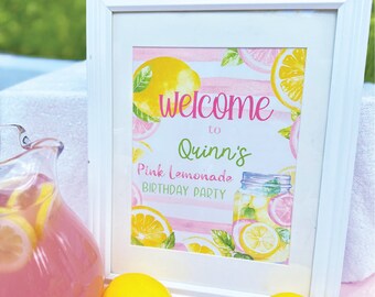 Pink Lemonade Welcome Sign PRINTABLE, Lemonade Birthday Party Decorations, Lemonade Bridal Shower, Lemonade Stand, EDITABLE Digital Download