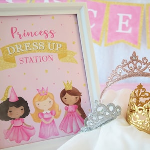 Princess Dress Up Station Sign PRINTABLE, Princess Birthday Party Decorations, Princess Play Date, Princess Decor, Instant Digital Download
