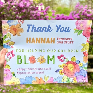 Teacher Appreciation Poster Backdrop PRINTABLE, Floral Flowers Thank ...
