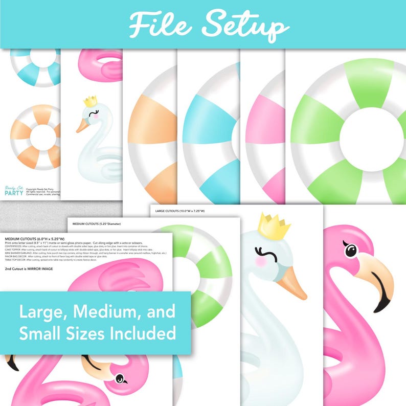 Swan Pool Float Garland PRINTABLE, Pool Floatie Party Banner, Swan ...