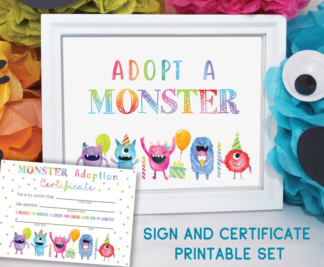 adopt-a-monster-certificate-and-sign-printable-monster-adoption-adopt-a-monster-certificate-monster-favor-sign-instant-digital-download-etsy