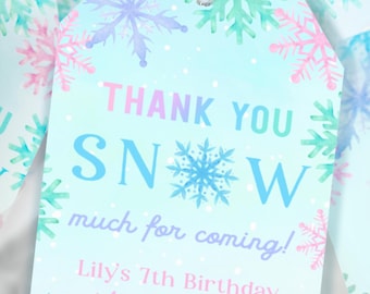 Winter Wonderland Favor Tag PRINTABLE, Thank You Snow Much Birthday Party Tag and Sign, Winter Birthday Party Decorations,  Digital Download