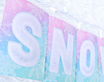 Winter Wonderland Banner PRINTABLE, Snowflake Birthday Banner, Winter ONE-Derland Party Decorations, Snow Much Fun Banner,  Digital Download