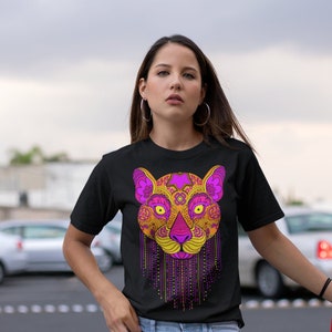 Mexican Jaguar Art Print T-Shirt for Women - Unique Artesanias Gift
