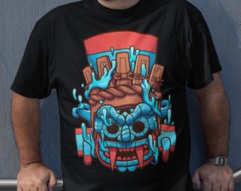 Artesania mexicana tlaloc camisa étnica mexico camisas aztec art print mexican culture playeras mexicanas regalo para hombre