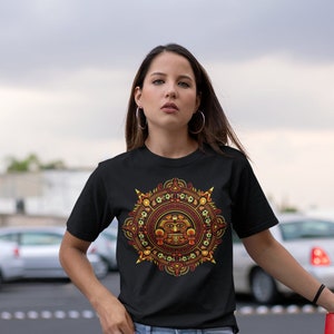 Tonatiuh Sun God Aztec Calendar Mexican Art T-Shirt for Women Gift