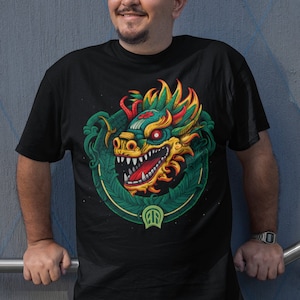 Aztec Art Quetzalcoatl T-shirt for Men Mexican Clothing Gift