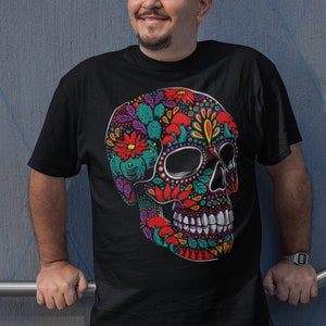 Day of the Dead Mexican Art T-Shirt for Men, Calavera Regalo Para Hombre