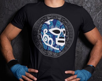 Huichol art lucha libre mask mexican wrestler shirt lucha mask mexican tshirt mexico shirts mexican themed gifts artesanias mexicanas