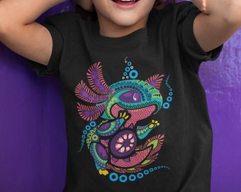 Axolotl Mexican Art T-Shirt for Kids - Unique Animal Lover Clothing