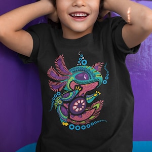 Axolotl Mexican Art T-Shirt for Kids - Unique Animal Lover Clothing