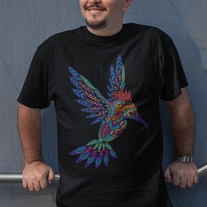Huichol Art Hummingbird T-Shirt: Mexican Bird Lover Gift