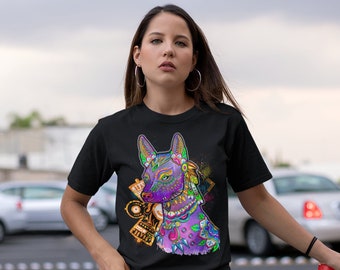 Xoloitzcuintle Aztec Art Mexican Dog T-Shirt Women Day of the Dead Print