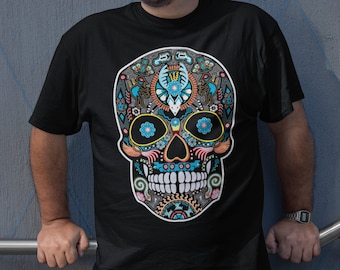 Crâne de sucre t-shirt crâne mignon tshirt mexicain crâne art print jour de la chemise morte mexique chemises sucre crâne artesanias mexicanas