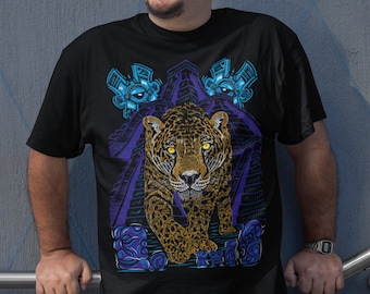 Arte maya balam jaguar estampado camiseta mexicana diseño maya camisa jaguar mexicana jaguar camisa mexicana hombres ropa mexicana hombres ropa mexicana hombres