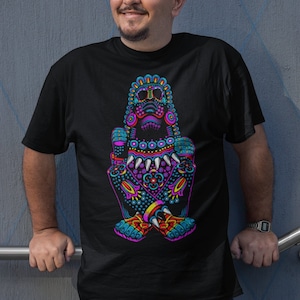 Xochipilli Aztec God Art Print Mexican Shirt for Men, Unique Artesanias Gift
