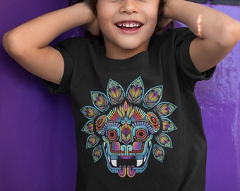 Quetzalcoatl Aztec Art Print Kids T-Shirt - Mexican Culture Clothes