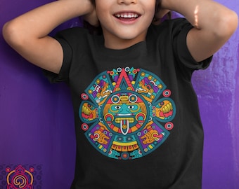 Kids Aztec Calendar T-Shirt: Mayan Art Graphic Tee