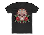 Sugar skull art gothic clothing men huichol skull plus size goth clothing day of the dead art goth clothing men