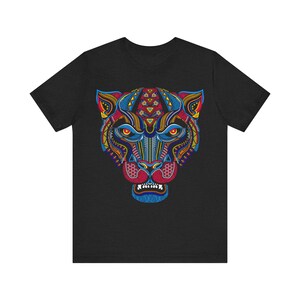 Unique Huichol Jaguar Art Mexican Vintage Graphic Plus Size Aztec T-shirt