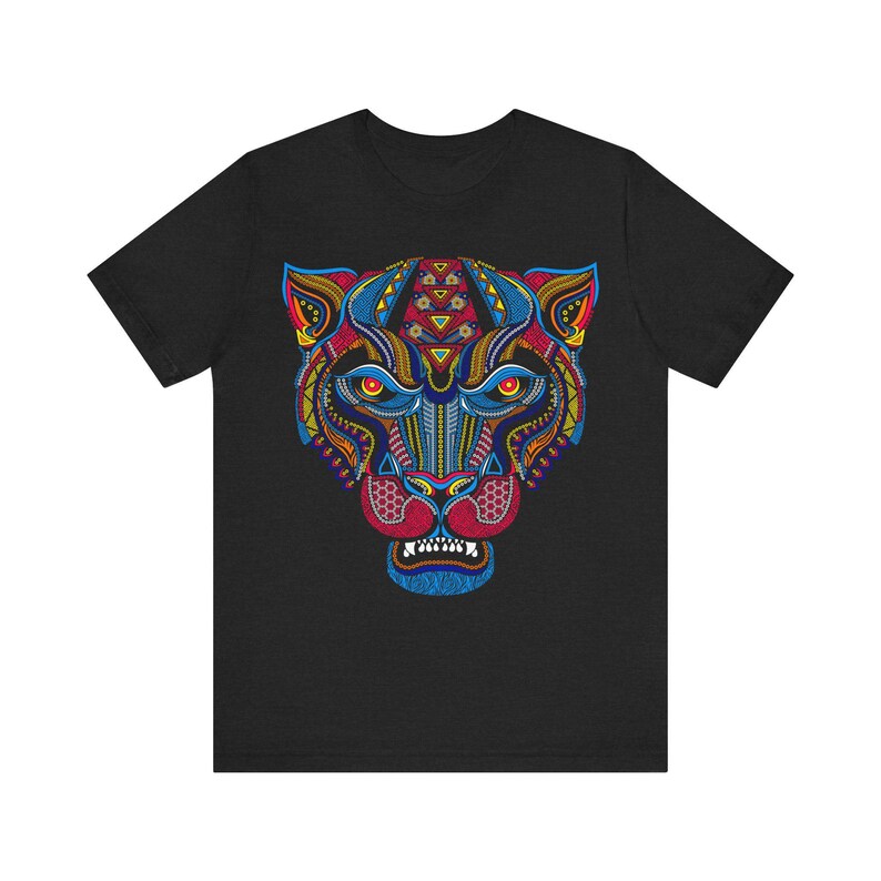 Unique Huichol Jaguar Art Mexican Vintage Graphic Plus Size Aztec T-shirt